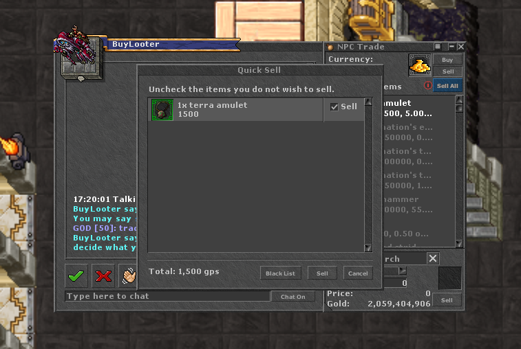 SellAll via NPC